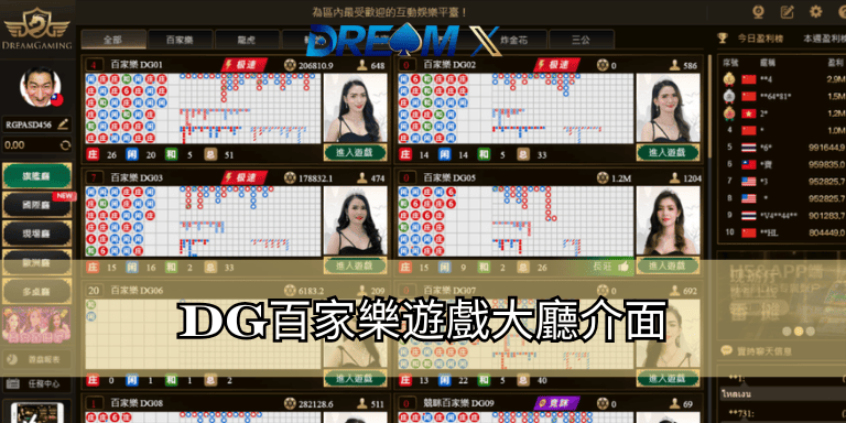 DG百家樂遊戲大廳介面