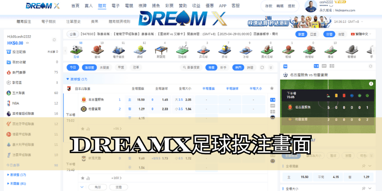 DreamX足球投注畫面
